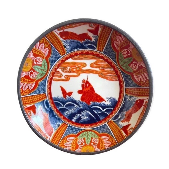 NEIMAN MARCUS Vintage Japanese Pewter Back Porcelain Ware Coastal Bowl Plate - Picture 1 of 3